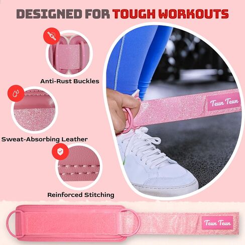 Glitter Ankle Straps for Cable Machine, Glute Kickback Ankle Straps for Women, Cable Attachments for Gym, Ankle Cable Straps for Booty Workout, Leg Extension and Hip Abductors in Saudi Arabia