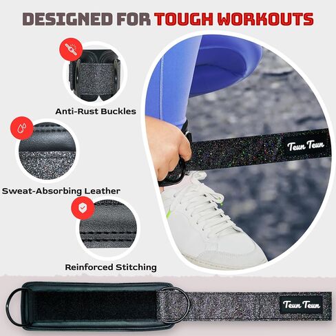 Glitter Ankle Straps for Cable Machine, Glute Kickback Ankle Straps for Women, Cable Attachments for Gym, Ankle Cable Straps for Booty Workout, Leg Extension and Hip Abductors in Saudi Arabia
