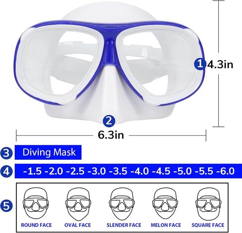 Nearsighted Snorkel Gear, Dry Snorkel Set for Adult Youth, Short-sighted Anti Fog Diving Mask & Full Dry Top Silicone Snorkel for Scuba Diving, Snorkeling, Freediving in Saudi Arabia
