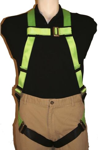 Peakworks, Universal Fit Full Body Safety Harness, Hi Vis Green, 5-Point Adjustment, OSHA Compliant in Kuwait