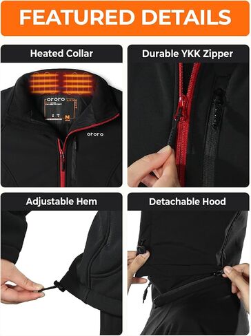 سترة ORORO النسائية ذات 4 مناطق دافئة (أسود، صغير) ووشاح ساخن (43 بوصة) in Kuwait
