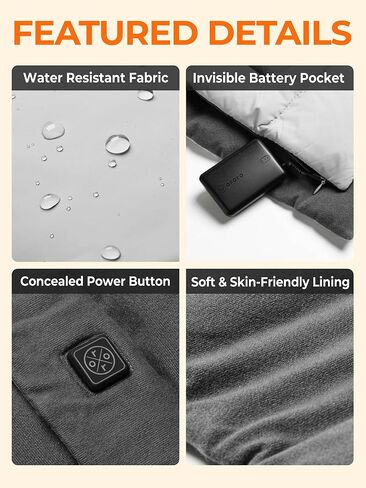 سترة ORORO النسائية ذات 4 مناطق دافئة (أسود، صغير) ووشاح ساخن (43 بوصة) in Kuwait