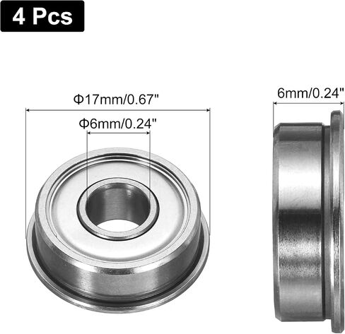Uxcell FR6-2RS محمل كروي ذو حواف، 4 قطع 3/8 × 7/8 × 9/32 بوصة من الفولاذ الكروم مزدوج الحماية ABEC3 ZV2 محامل شفة in Saudi Arabia