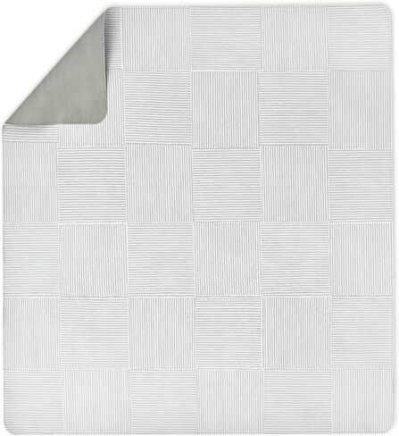 Lalo Splat Mat - Double-Sided Vegan Leather Wipeable Baby Splat Mat - Modern Design, Perfect for Mealtime & Playtime, Easy to Clean High Chair Mat for Floor, 47 x 47 Inches - Wickerwork Grey in Saudi Arabia