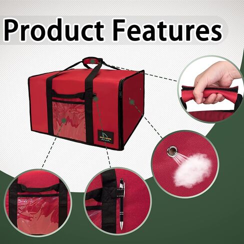 OujiuShark Insulated Pizza Bags for Delivery, 20in x 20in x 12in, Commercial Pizza Warmer Bag, Large Pizza Carrier for Hot and Cold Food (Black) in Saudi Arabia