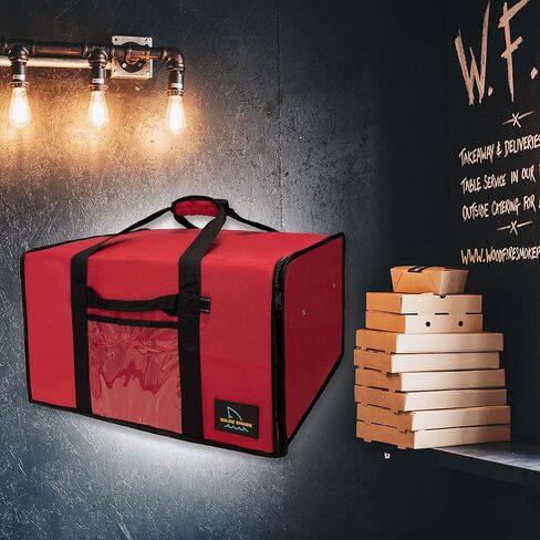 OujiuShark Insulated Pizza Bags for Delivery, 20in x 20in x 12in, Commercial Pizza Warmer Bag, Large Pizza Carrier for Hot and Cold Food (Black) in Saudi Arabia