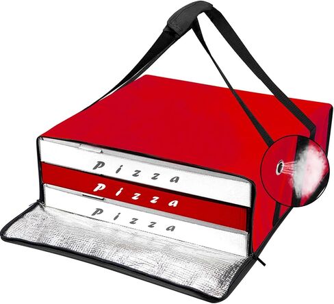Pizza Bag, Insulated Pizza Bags for Delivery Doordash, Large Pizza Warmer Grocery Bags for Personal Use, Uber Eats, Food Carrier Delivery, Collapsible Cooler Hot Pockets Pack, 20x20in (Red) in Saudi Arabia