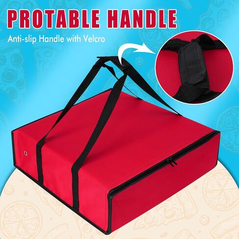 Pizza Bag, Insulated Pizza Bags for Delivery Doordash, Large Pizza Warmer Grocery Bags for Personal Use, Uber Eats, Food Carrier Delivery, Collapsible Cooler Hot Pockets Pack, 20x20in (Red) in Saudi Arabia