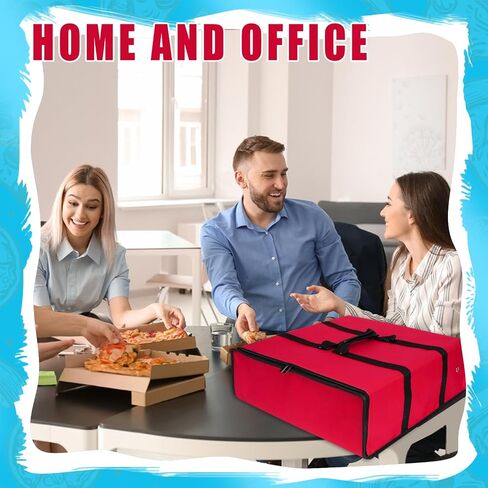 Pizza Bag, Insulated Pizza Bags for Delivery Doordash, Large Pizza Warmer Grocery Bags for Personal Use, Uber Eats, Food Carrier Delivery, Collapsible Cooler Hot Pockets Pack, 20x20in (Red) in Saudi Arabia