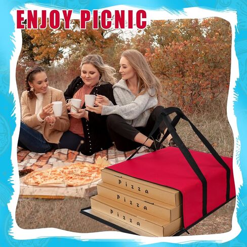 Pizza Bag, Insulated Pizza Bags for Delivery Doordash, Large Pizza Warmer Grocery Bags for Personal Use, Uber Eats, Food Carrier Delivery, Collapsible Cooler Hot Pockets Pack, 20x20in (Red) in Saudi Arabia