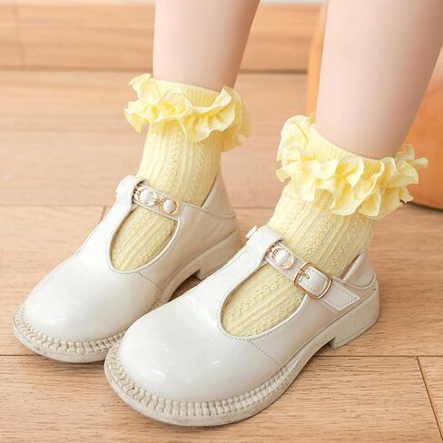 Toddler Girls Ruffle Socks, Newborn Girl Cotton Lace Frilly Socks, Cute Princess Style Dress Socks 1 Pack in Saudi Arabia