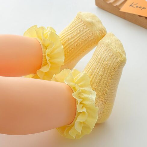 Toddler Girls Ruffle Socks, Newborn Girl Cotton Lace Frilly Socks, Cute Princess Style Dress Socks 1 Pack in Saudi Arabia