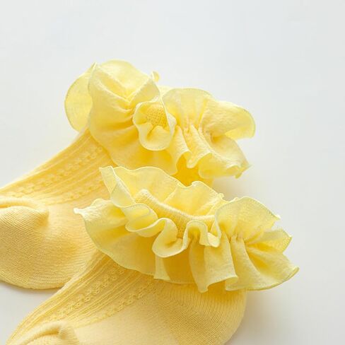 Toddler Girls Ruffle Socks, Newborn Girl Cotton Lace Frilly Socks, Cute Princess Style Dress Socks 1 Pack in Saudi Arabia