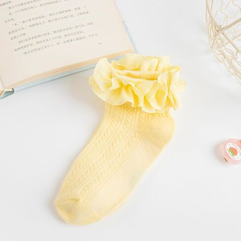 Toddler Girls Ruffle Socks, Newborn Girl Cotton Lace Frilly Socks, Cute Princess Style Dress Socks 1 Pack in Saudi Arabia