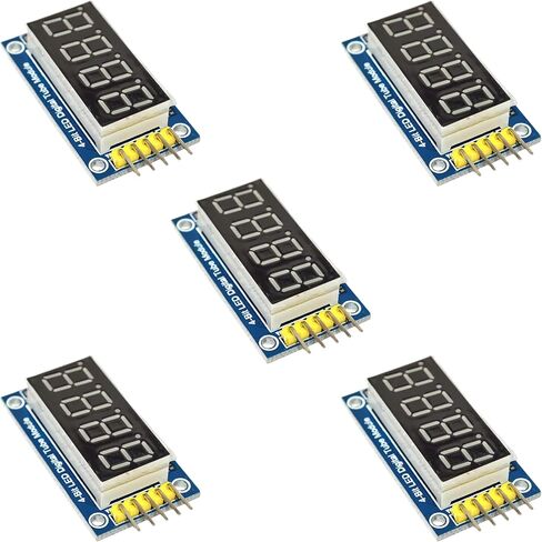 4-Digit 7-Segment Display LED with 74HC595 Driver, 4 Dots | 5-Pack for Arduino, ESP32, ESP8266, Raspberry Pi with Tutorials in Kuwait
