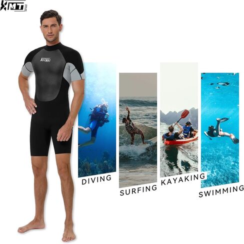 KMT Wetsuit for Men, 2mm Mens Shorty Wetsuits Back Zip Wet Suits in Kuwait
