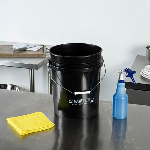 Restaurantware-Clean Tek Professional 5 Gallon Bucket, 1 Pail with Handle - Lid Sold Separately, Round, Black Plastic Bucket, Multipurpose, Ideal for Storing Pet Food, Cereal, Grain, and More in Saudi Arabia