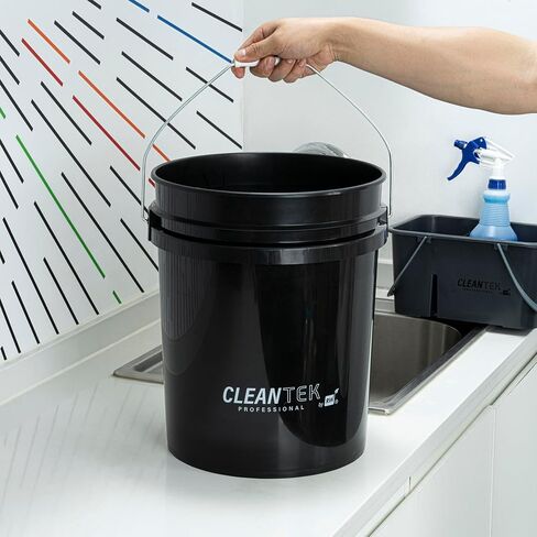 Restaurantware-Clean Tek Professional 5 Gallon Bucket, 1 Pail with Handle - Lid Sold Separately, Round, Black Plastic Bucket, Multipurpose, Ideal for Storing Pet Food, Cereal, Grain, and More in Saudi Arabia