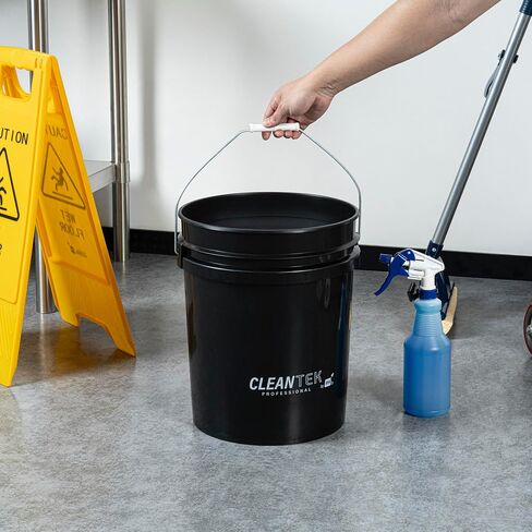 Restaurantware-Clean Tek Professional 5 Gallon Bucket, 1 Pail with Handle - Lid Sold Separately, Round, Black Plastic Bucket, Multipurpose, Ideal for Storing Pet Food, Cereal, Grain, and More in Saudi Arabia