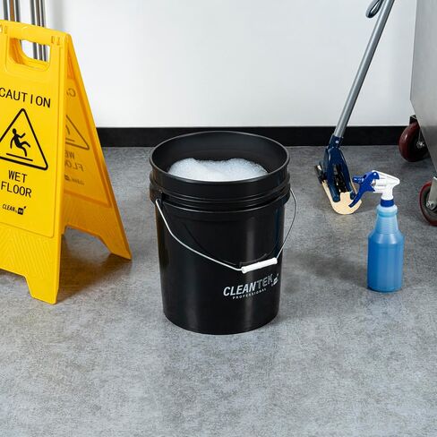 Restaurantware-Clean Tek Professional 5 Gallon Bucket, 1 Pail with Handle - Lid Sold Separately, Round, Black Plastic Bucket, Multipurpose, Ideal for Storing Pet Food, Cereal, Grain, and More in Saudi Arabia