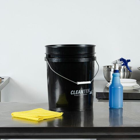 Restaurantware-Clean Tek Professional 5 Gallon Bucket, 1 Pail with Handle - Lid Sold Separately, Round, Black Plastic Bucket, Multipurpose, Ideal for Storing Pet Food, Cereal, Grain, and More in Saudi Arabia