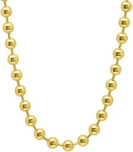 925 الفضة الاسترليني 1.5MM 2MM 3MM 4MM الفضة الخرزة الكرة سلسلة قلادة، 14K الذهب مطلي الفضة الاسترليني قلادة الخرزة، صنع في إيطاليا، الرجال والنساء مجوهرات اكسسوارات، مطرز 16-30 بوصة in Kuwait