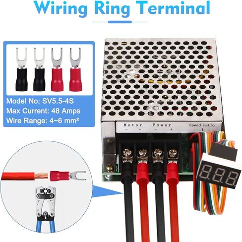 جهاز التحكم في سرعة محرك PWM DC، DC 10-55V / تصنيف 40A / Max 60A، شاشة LED وحدة تحكم في سرعة محرك DC بدون خطوات مع مقياس جهد قابل للتعديل ومفتاح عكسي للفرامل الأمامية in Kuwait