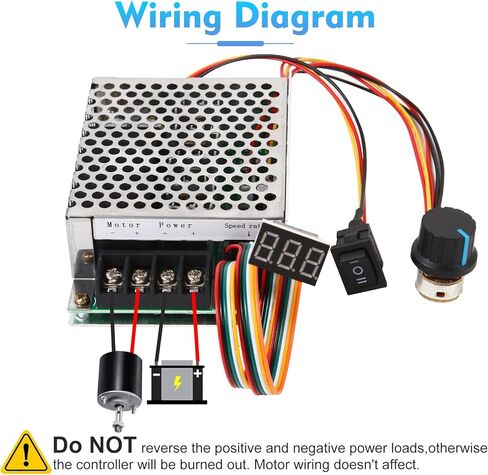 جهاز التحكم في سرعة محرك PWM DC، DC 10-55V / تصنيف 40A / Max 60A، شاشة LED وحدة تحكم في سرعة محرك DC بدون خطوات مع مقياس جهد قابل للتعديل ومفتاح عكسي للفرامل الأمامية in Kuwait