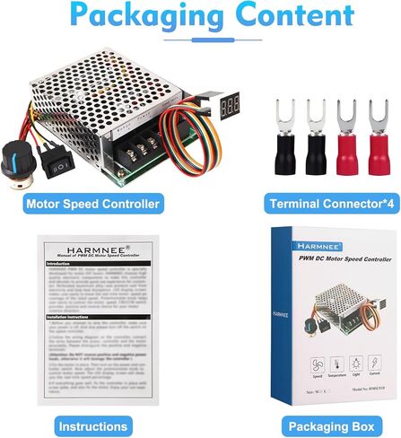 جهاز التحكم في سرعة محرك PWM DC، DC 10-55V / تصنيف 40A / Max 60A، شاشة LED وحدة تحكم في سرعة محرك DC بدون خطوات مع مقياس جهد قابل للتعديل ومفتاح عكسي للفرامل الأمامية in Kuwait