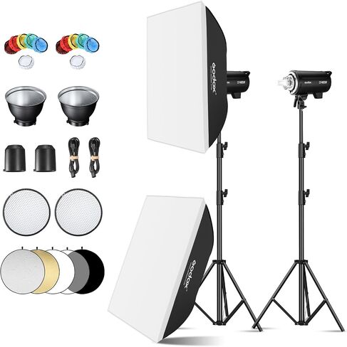 Godox DP400III Studio Flash 400W 5600K Bowens Mount Strobe Light with Standard Reflector 6 Colors Soft Cloth for Wedding Portrait Advertising Photography Studio Shooting (1pack DP400) in Saudi Arabia