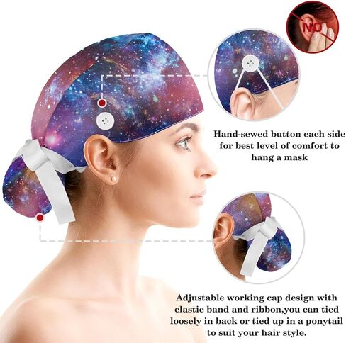 قبعة فرك نسائية قابلة للتعديل من Starry Sky مع عصابة رأس بأزرار على شكل فيونكة شعر in Kuwait