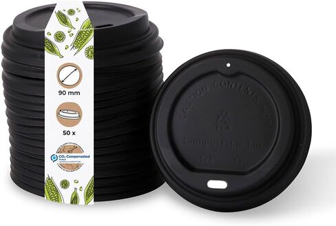 BIOZOYG Coffee Cup Lids 50 Pack white - 3.5 in for Coffee Cups 10 oz, 12 oz, 16 oz Coffee Lids to go - Hot Cup Lid Disposable Dome Lid made of Bioplastic for Coffee to go, Hot Chocolate in Saudi Arabia