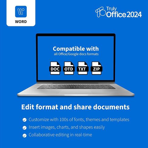 ترخيص TrulyOffice 2024 العائلي مدى الحياة لنظام التشغيل Windows | 4 في 1 All Access TrulyOffice Suite | الكلمات والأوراق والشرائح والسحابة | 5 مستخدمين | بطاقة التنشيط البدني in Saudi Arabia