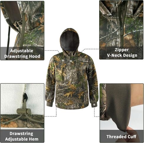LOOGU Hunting Hoodies for Men Fleece Lining Performance Insulation Pullover Camo Hoodie in Kuwait
