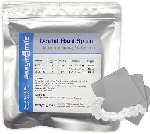 Dental Hard Splint 10 pcs Vacuum Forming Splint 2.0MM Lab Orthodontic Splint Thermoforming Material for Vacuum Forming Machine (2.0MM) in Kuwait