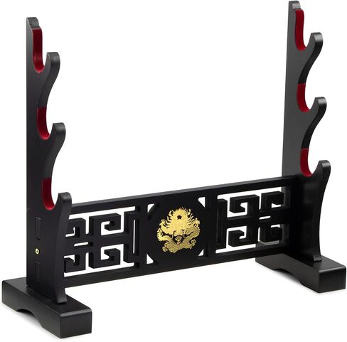 Loong Sword Stand 1-Tier Padded Hook Katana Stand Holder Display Hanger for Tanto Rapier Light Saber Samurai Cosplay Blade Tanjirou Demon Slayer Weapon Display Stand (1-Tier) in Kuwait