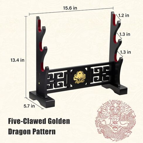 Loong Sword Stand 1-Tier Padded Hook Katana Stand Holder Display Hanger for Tanto Rapier Light Saber Samurai Cosplay Blade Tanjirou Demon Slayer Weapon Display Stand (1-Tier) in Kuwait