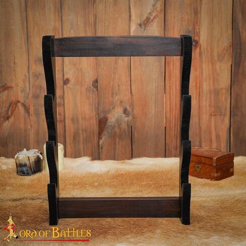 Lord of Battles Medieval Solid Wood Single Tier Sword Display Stand / Sword Holder / Gladiator Sword Display / Katana Sword Holder | Handcrafted from Genuine Teak Wood (Single Tier) in Kuwait