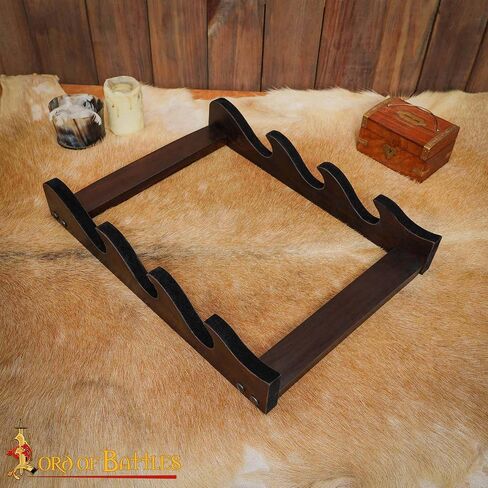 Lord of Battles Medieval Solid Wood Single Tier Sword Display Stand / Sword Holder / Gladiator Sword Display / Katana Sword Holder | Handcrafted from Genuine Teak Wood (Single Tier) in Kuwait