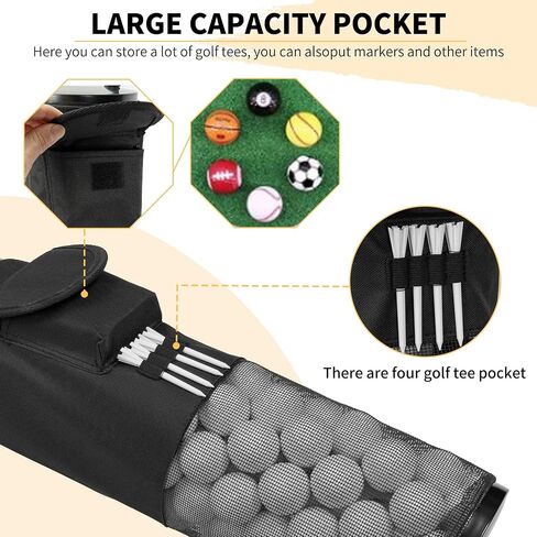 AKOZLIN Golf Ball Retriever Portable Shag Bag Golf Ball Pick Up Collector with Detachable Aluminum Tube Tee Holder, Pocket Shagger Storage in Saudi Arabia