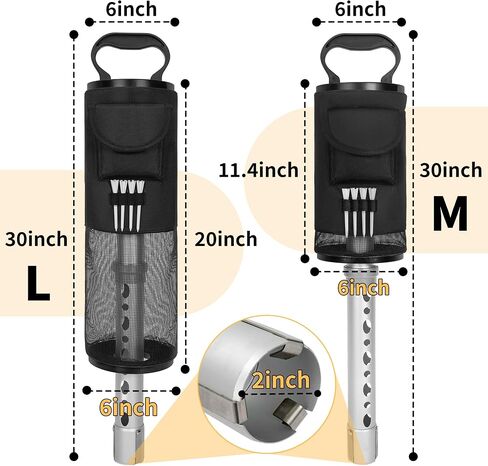 AKOZLIN Golf Ball Retriever Portable Shag Bag Golf Ball Pick Up Collector with Detachable Aluminum Tube Tee Holder, Pocket Shagger Storage in Saudi Arabia
