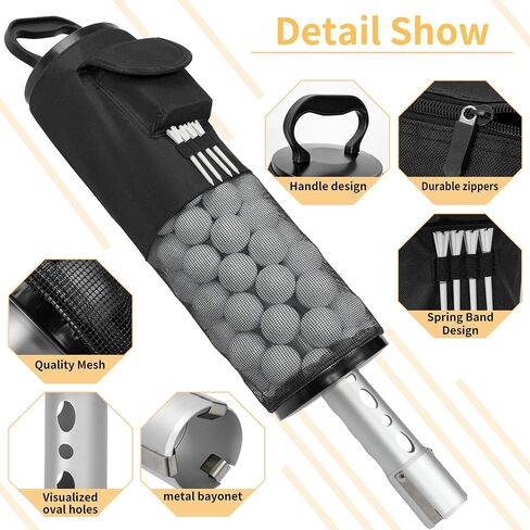 AKOZLIN Golf Ball Retriever Portable Shag Bag Golf Ball Pick Up Collector with Detachable Aluminum Tube Tee Holder, Pocket Shagger Storage in Saudi Arabia