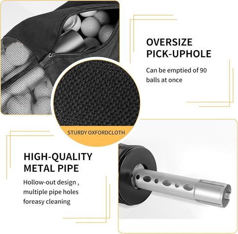 AKOZLIN Golf Ball Retriever Portable Shag Bag Golf Ball Pick Up Collector with Detachable Aluminum Tube Tee Holder, Pocket Shagger Storage in Saudi Arabia