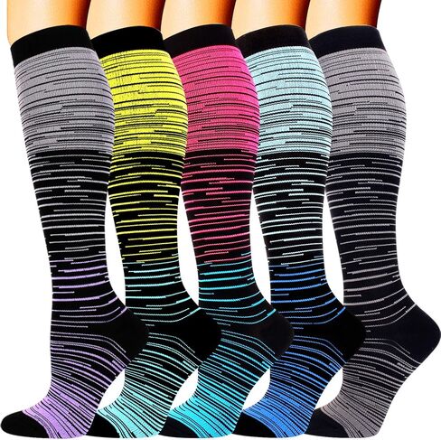 Double Couple 5 Pairs Wide Calf Compression Socks for Men Women Extra Plus Size Knee High Support 20-30 in Saudi Arabia
