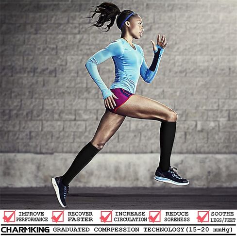 CHARMKING 6 Pairs-Compression Socks for Women & Men Circulation Best Support for Nurses, Running, Athletic,Flight Travel in Saudi Arabia