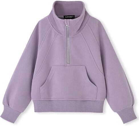 ACESTAR Girls Half Zipper Sweatshirts Long Sleeve Zip Up Pullover Tops for Teen Girls kids Mock Neck Sweater 4-14 Years in Kuwait