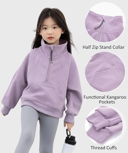 ACESTAR Girls Half Zipper Sweatshirts Long Sleeve Zip Up Pullover Tops for Teen Girls kids Mock Neck Sweater 4-14 Years in Kuwait