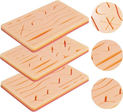 3-Piece Suture Pad, Suture Practice Pad with Various Wound Shapes, Suture Practice Kit, Suitable for Medical, Veterinary Medical Staff Training and Practice (Combination Three) in Kuwait