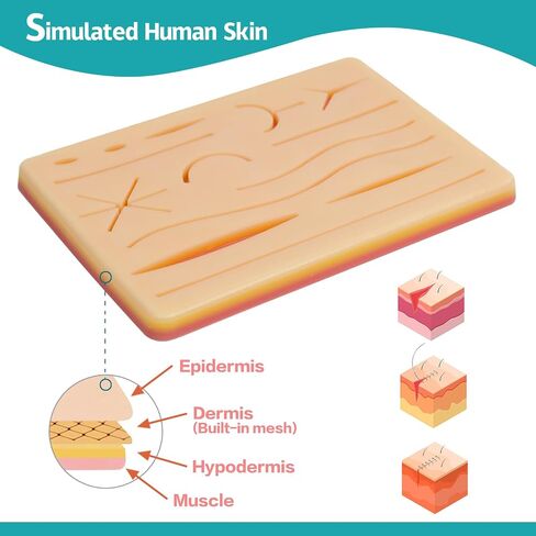 3-Piece Suture Pad, Suture Practice Pad with Various Wound Shapes, Suture Practice Kit, Suitable for Medical, Veterinary Medical Staff Training and Practice (Combination Three) in Kuwait