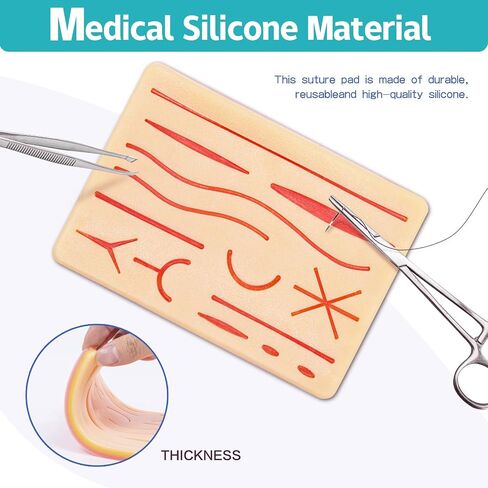 3-Piece Suture Pad, Suture Practice Pad with Various Wound Shapes, Suture Practice Kit, Suitable for Medical, Veterinary Medical Staff Training and Practice (Combination Three) in Kuwait